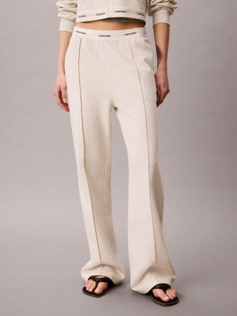 Bej Pantaloni Jogger Cu Croiala Wide Leg Si Talie Cu Banda Logo  Femei