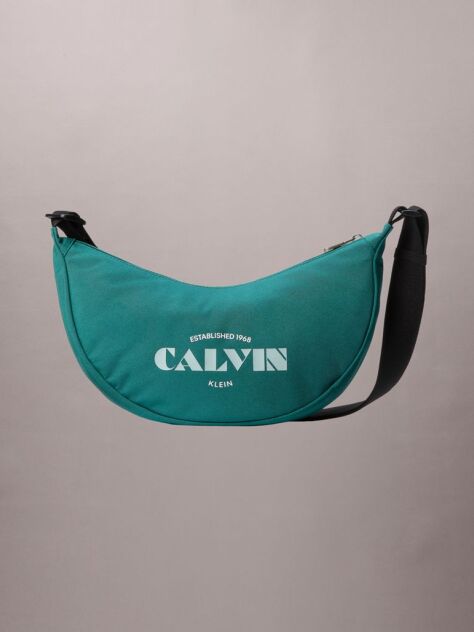 Verde Geanta Tip Banana Crossbody Din Material Textil Cu Logo Grafic  Barbati