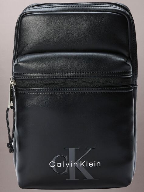 Negru Geanta Sling Cu Bareta Textila Cu Logo Monogram  Barbati