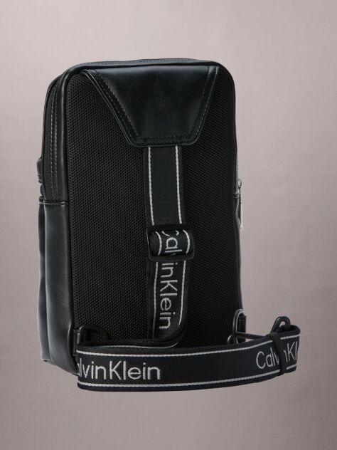 Negru Geanta Sling Cu Bareta Textila Cu Logo Monogram  Barbati