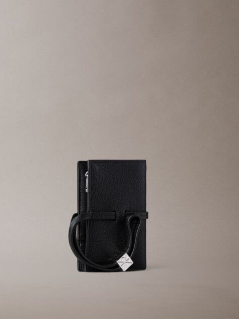 Negru Portofel Din Piele Texturata Cu Bareta De Incheietura Si Protectie RFID  Femei