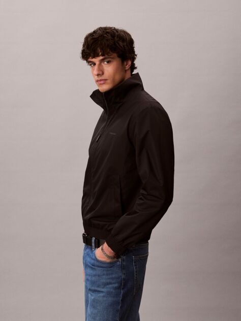 Negru Geaca Windbreaker Cu Fermoar Si Guler Inalt  Barbati