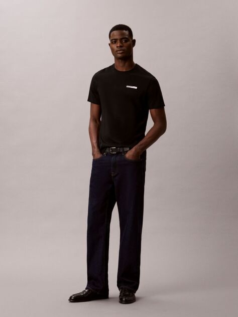 Negru Tricou Cu Logo Grafic Divizat  Barbati