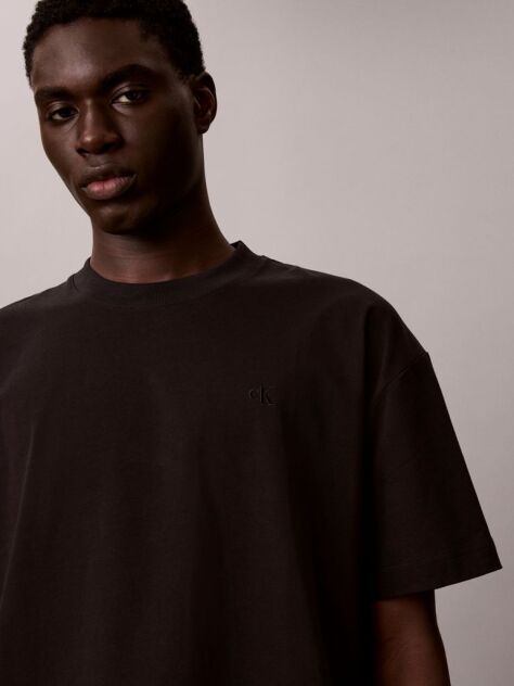 Black Oversized Embossed Logo T-shirt  Men