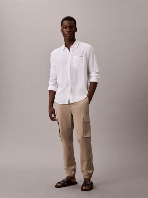 Kaki Pantaloni Cargo Skinny Din Twill  Barbati