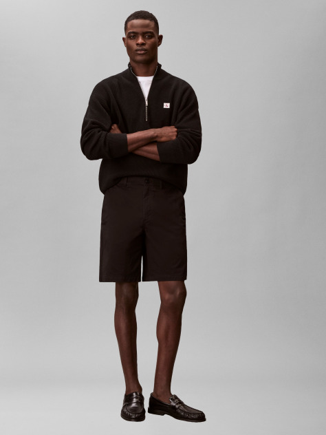 Negru Pantaloni Scurti Chino Drepti  Barbati