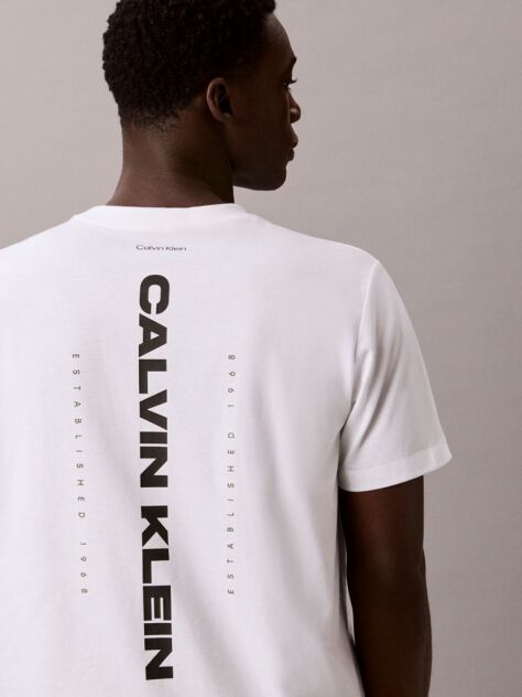 Alb Tricou Cu Guler Rotund Cu Aspect Prespalat Si Logo Grafic  Barbati