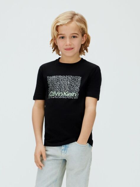Negru Tricou Cu Logo Perforat  Baieti