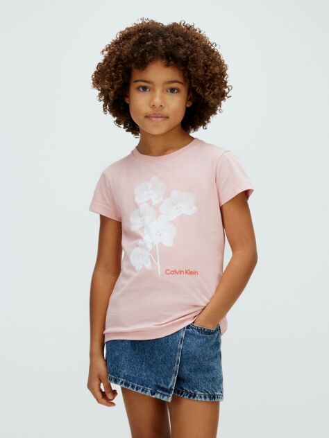 Roz Tricou Slim Cu Imprimeu Floral  Fete