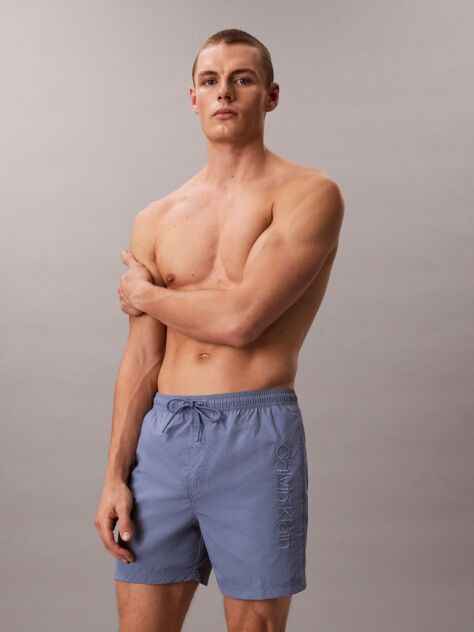 Albastru Pantaloni Scurti De Baie Medii Cu Snur - CK Tech  Barbati