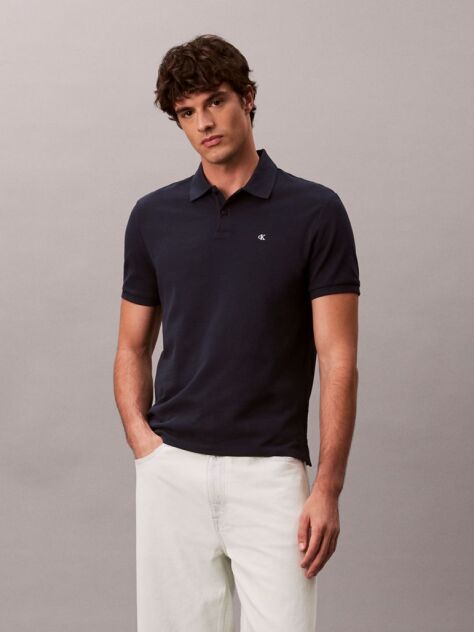 Albastru Tricou Polo Din Bumbac Piqué  Barbati