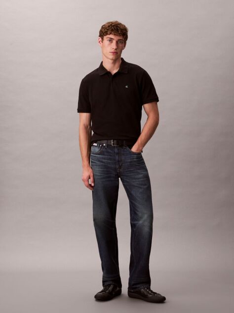 Black Cotton Piqué Polo Shirt  Men