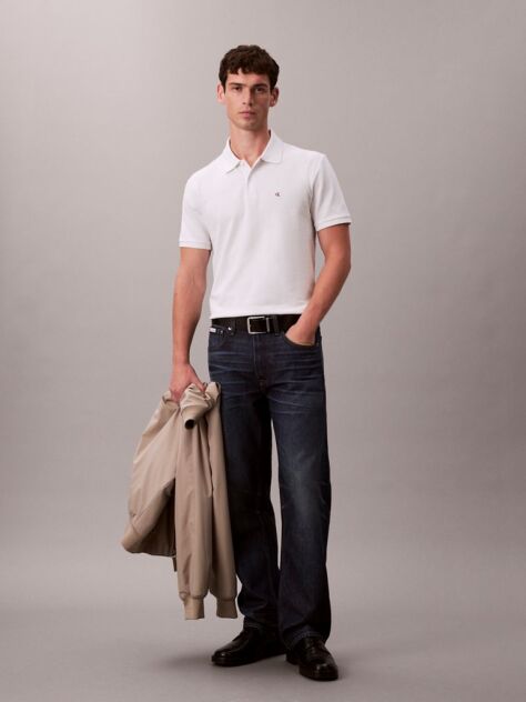 White Cotton Piqué Polo Shirt  Men