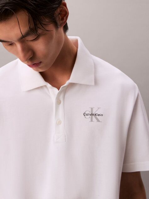 Alb Tricou Polo Casual Monologo  Barbati