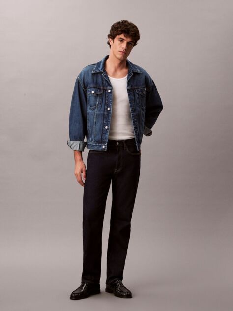 Denim Blugi Drepti Clasici Cu Cusaturi Evidentiate  Barbati