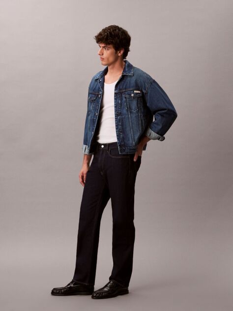 Denim Blugi Drepti Clasici Cu Cusaturi Evidentiate  Barbati