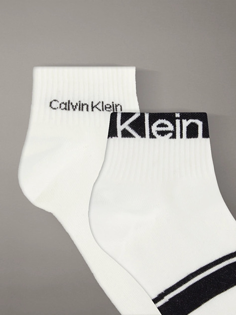 White 2 Pack Logo Stripe Ankle Socks  Men