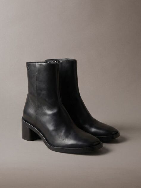 Negru Botine Din Piele Cu Toc Gros  Femei