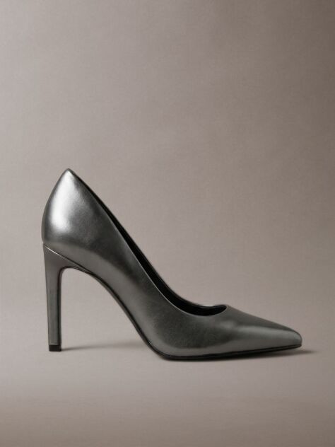 Gri Pantofi Stiletto Din Piele Cu Toc Gri Metalizat  Femei