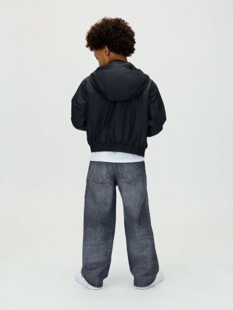 Negru Geaca Harrington Cu Gluga  Baieti