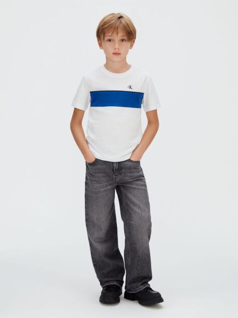 Alb Tricou Colorblock  Baieti