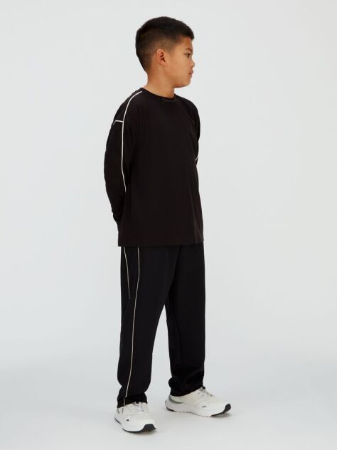 Negru Tricou Relaxat Cu Detaliu Contrastant  Baieti