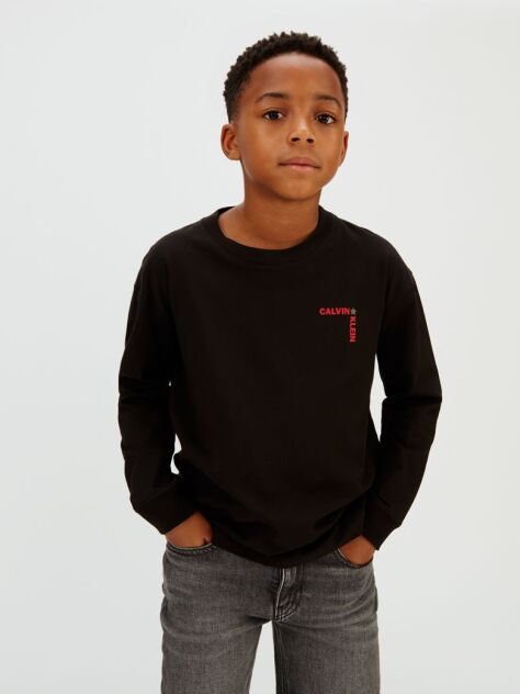 Negru Tricou Relaxat Cu Logo  Baieti