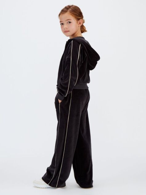Negru Pantaloni Jogger Din Catifea Cu Croiala Larga  Fete