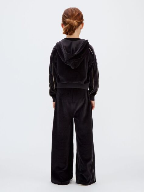 Negru Pantaloni Jogger Din Catifea Cu Croiala Larga  Fete