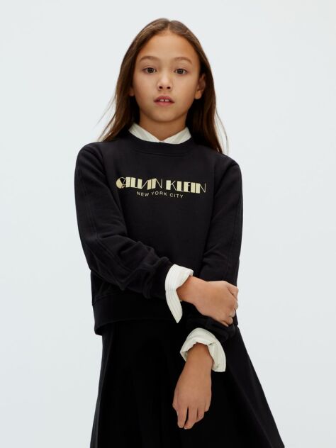 Negru Bluza Boxy Cu Logo  Fete