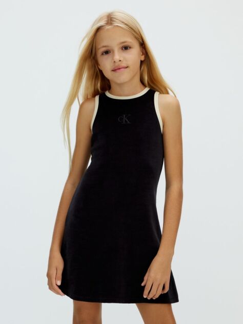 Negru Rochie A-Line Din Catifea  Fete