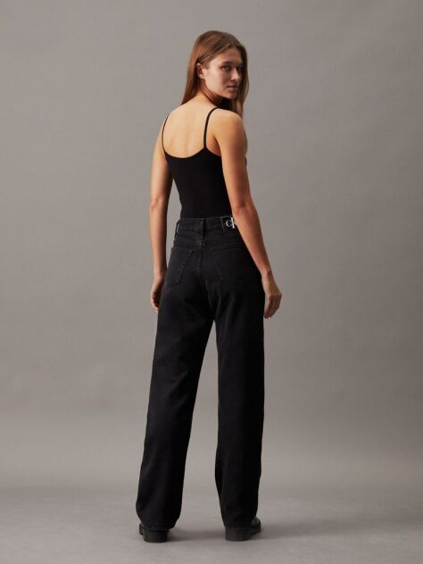 Negru Body Din Bumbac Elastic Cu Logo Monograma  Femei