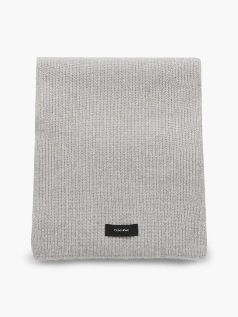 Grey Recycled Wool Blend Scarf  Men