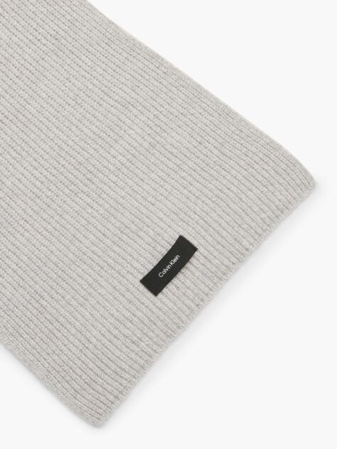 Grey Recycled Wool Blend Scarf  Men