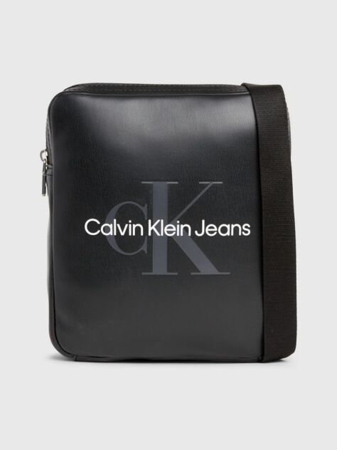 Black Logo Crossbody Reporter Bag  Men
