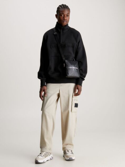 Black Logo Crossbody Reporter Bag  Men