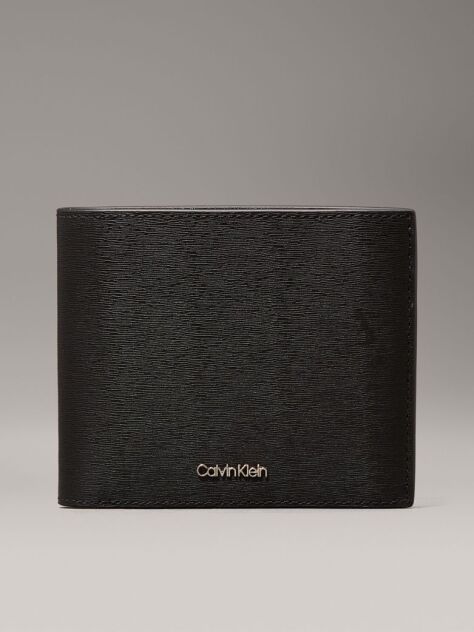 Black Leather RFID Trifold Wallet  Men