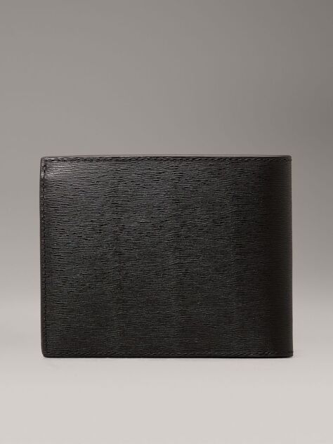 Black Leather RFID Trifold Wallet  Men