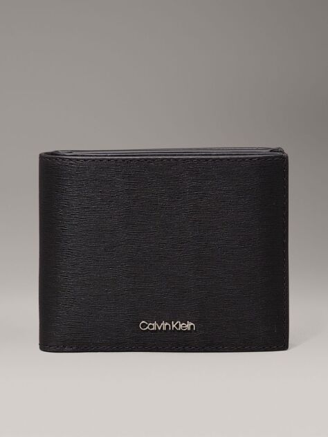 Black Leather RFID Billfold Wallet  Men