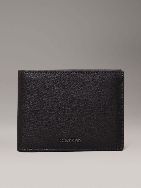 Black Leather RFID Trifold Wallet  Men