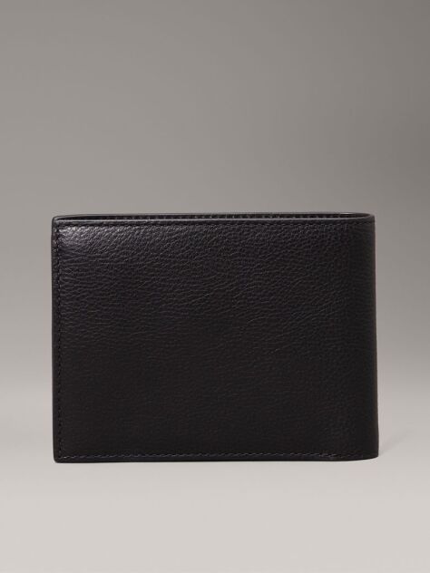 Black Leather RFID Trifold Wallet  Men