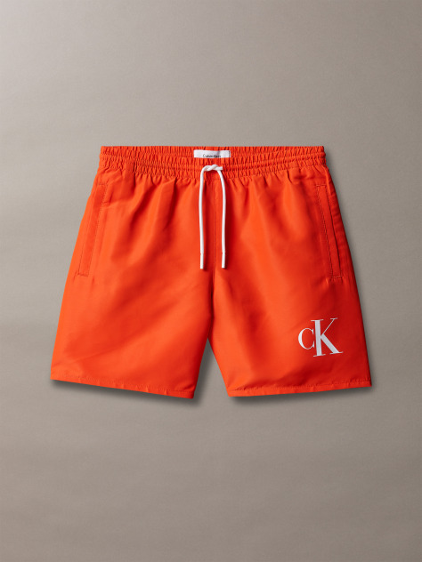 Red Boys Swim Shorts - CK Monogram  Boys