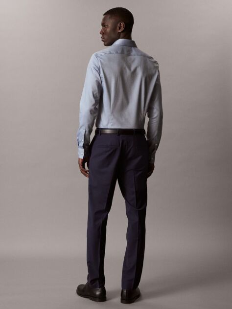 Albastru Camasa Barbateasca Slim Fit Din Material Elastic Cu Tehnologie Non-Iron  Barbati