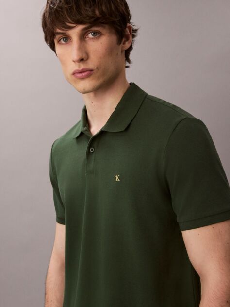 Verde Tricou Polo Din Bumbac Piqué  Barbati