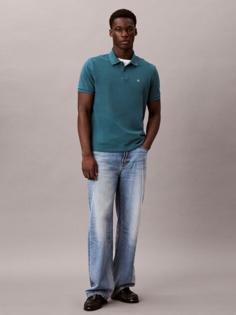 Verde Tricou Polo Din Bumbac Piqué  Barbati