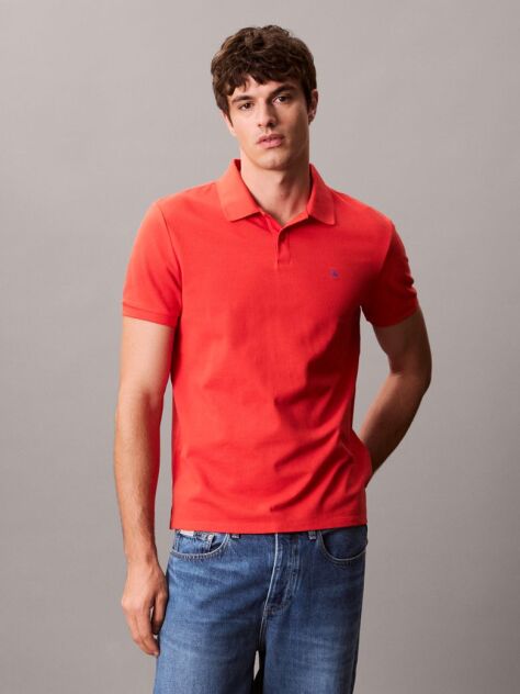 Rosu Tricou Polo Din Bumbac Piqué  Barbati