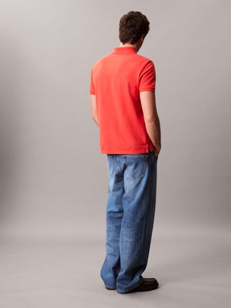 Rosu Tricou Polo Din Bumbac Piqué  Barbati