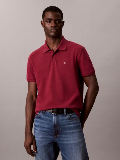 Rosu Tricou Polo Din Bumbac Piqué  Barbati