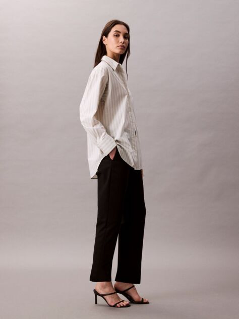 Negru Pantaloni Chino Drepti Din Bumbac Elastic  Femei