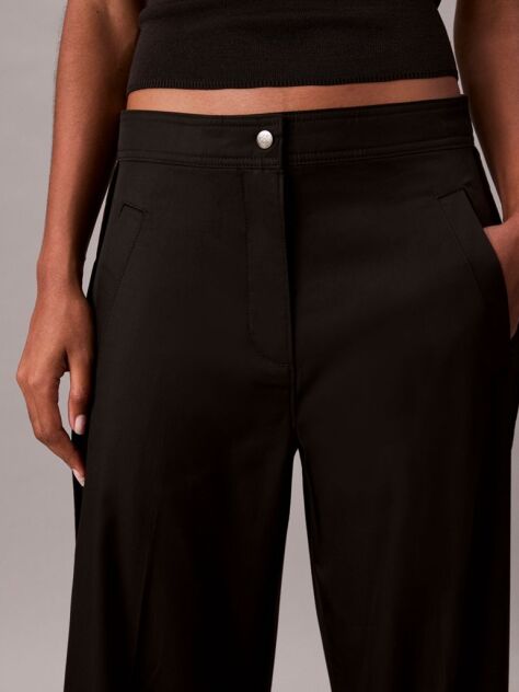 Negru Pantaloni Din Bumbac Twill Cu Banda Logo  Femei